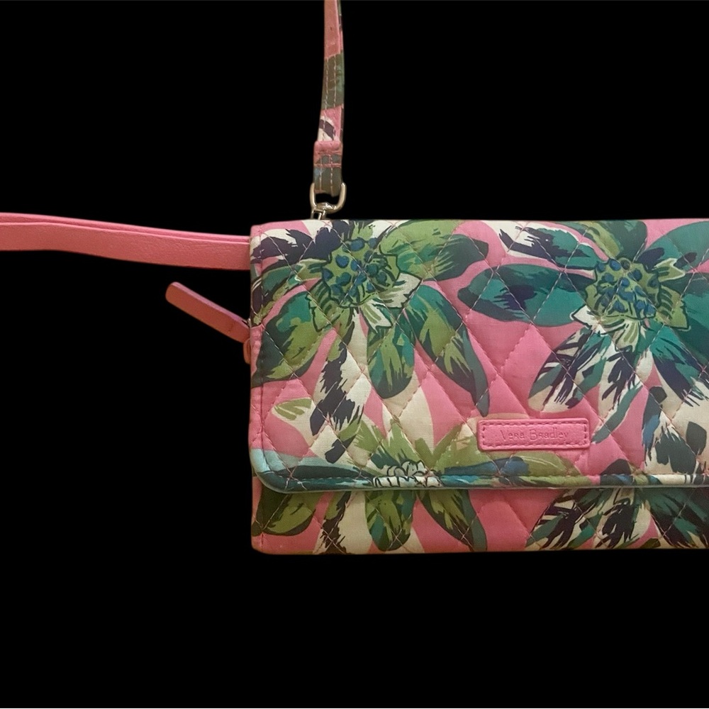 Vera Bradley Bag tropical Wristlet Clutch Shoulder Crossbody Floral Pink - Picture 11 of 13